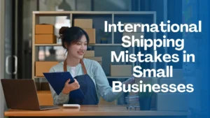 Illustration showing global delivery and international shipping process for small businesses